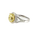  3.82 Ct. 18K White Gold, Oval Cut Fancy Yellow Diamond Engagement Ring Setting